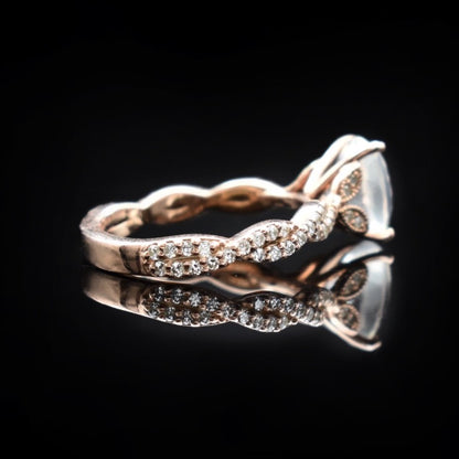 rose gold white sapphire vintage engagement ring oval
