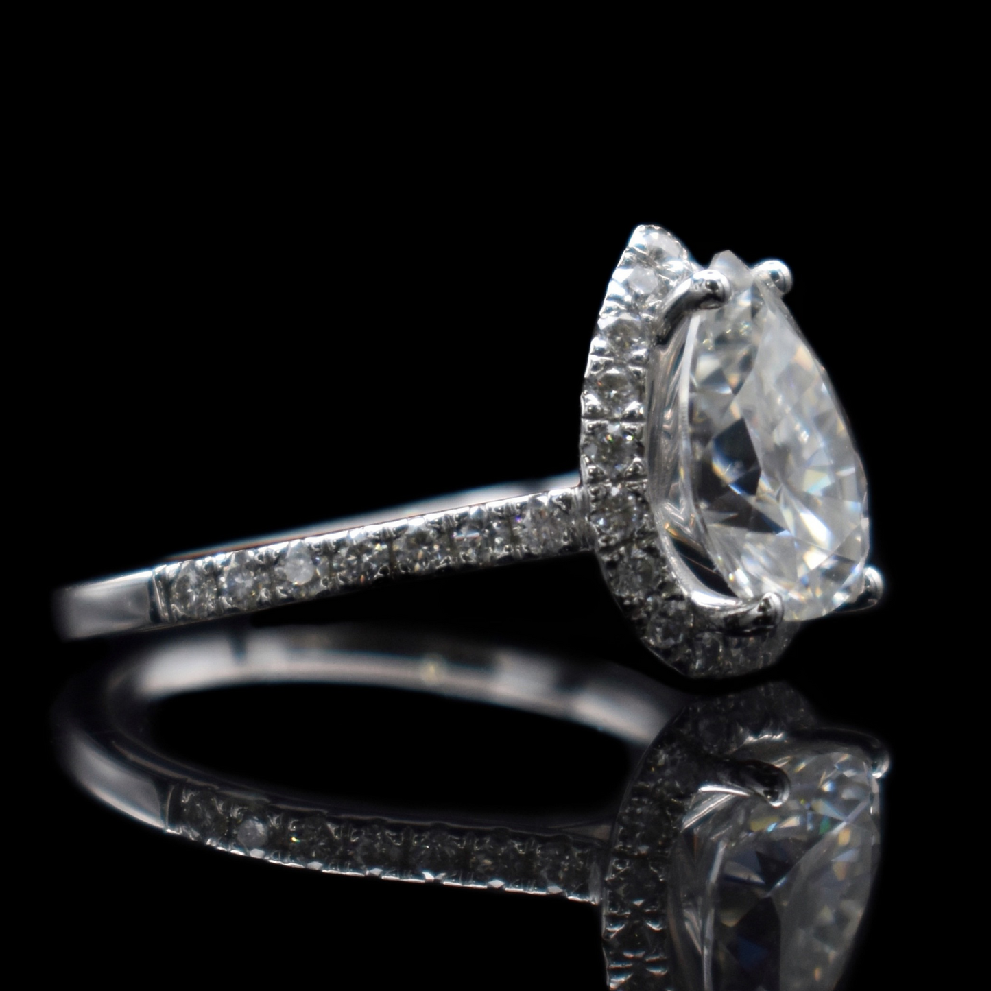 2ct white sapphire engagement ring pear shape
