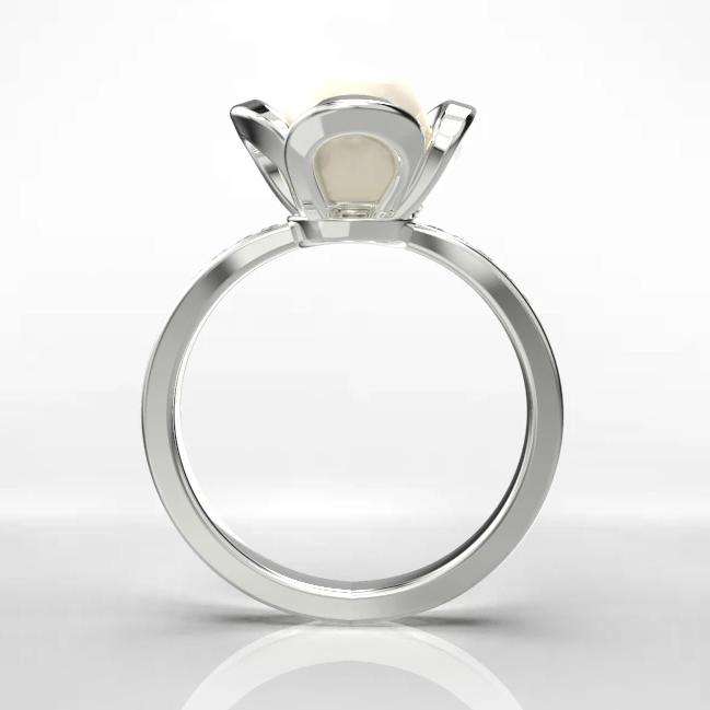 White gold and pearl engagement ring