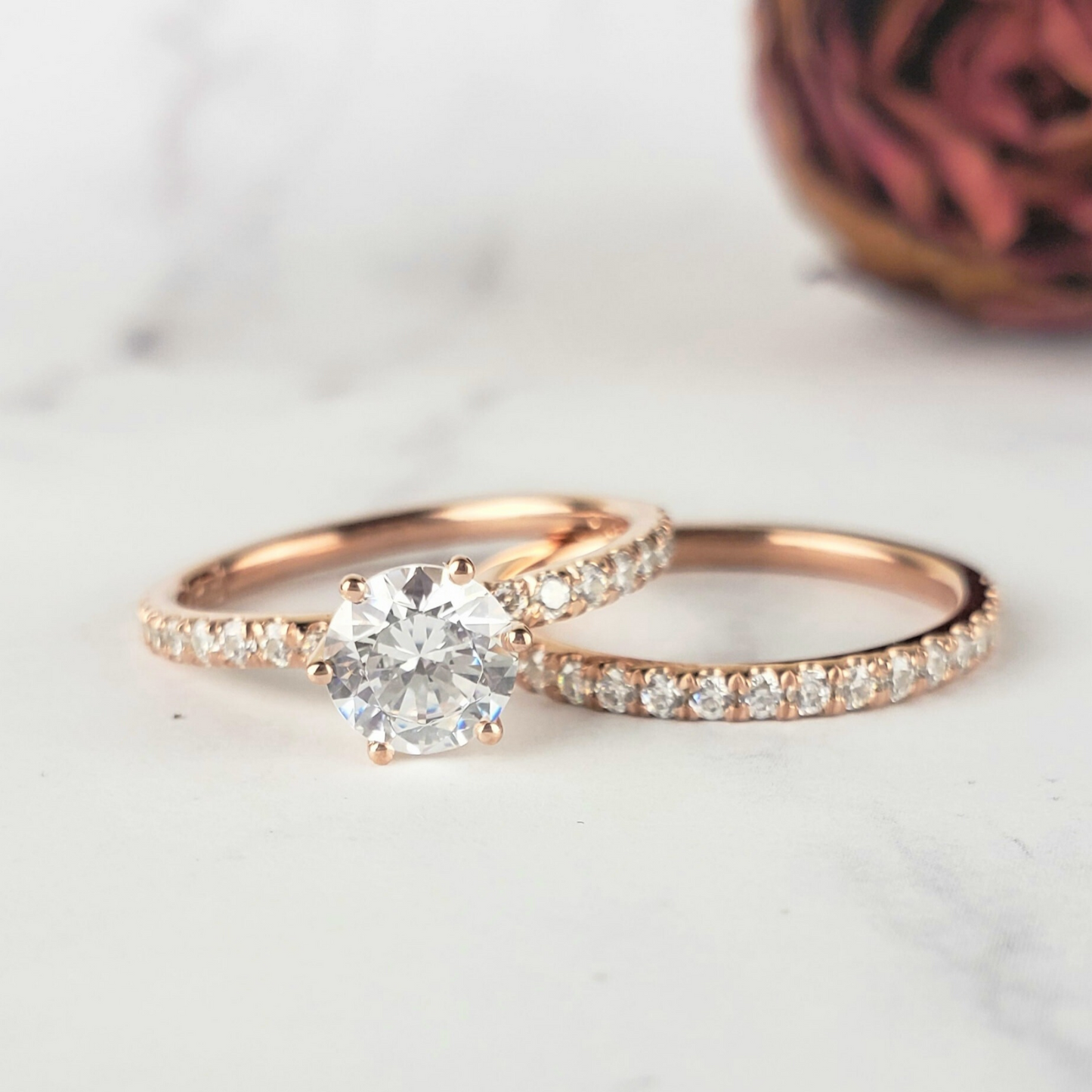 1ct solitaire engagement ring in rose gold