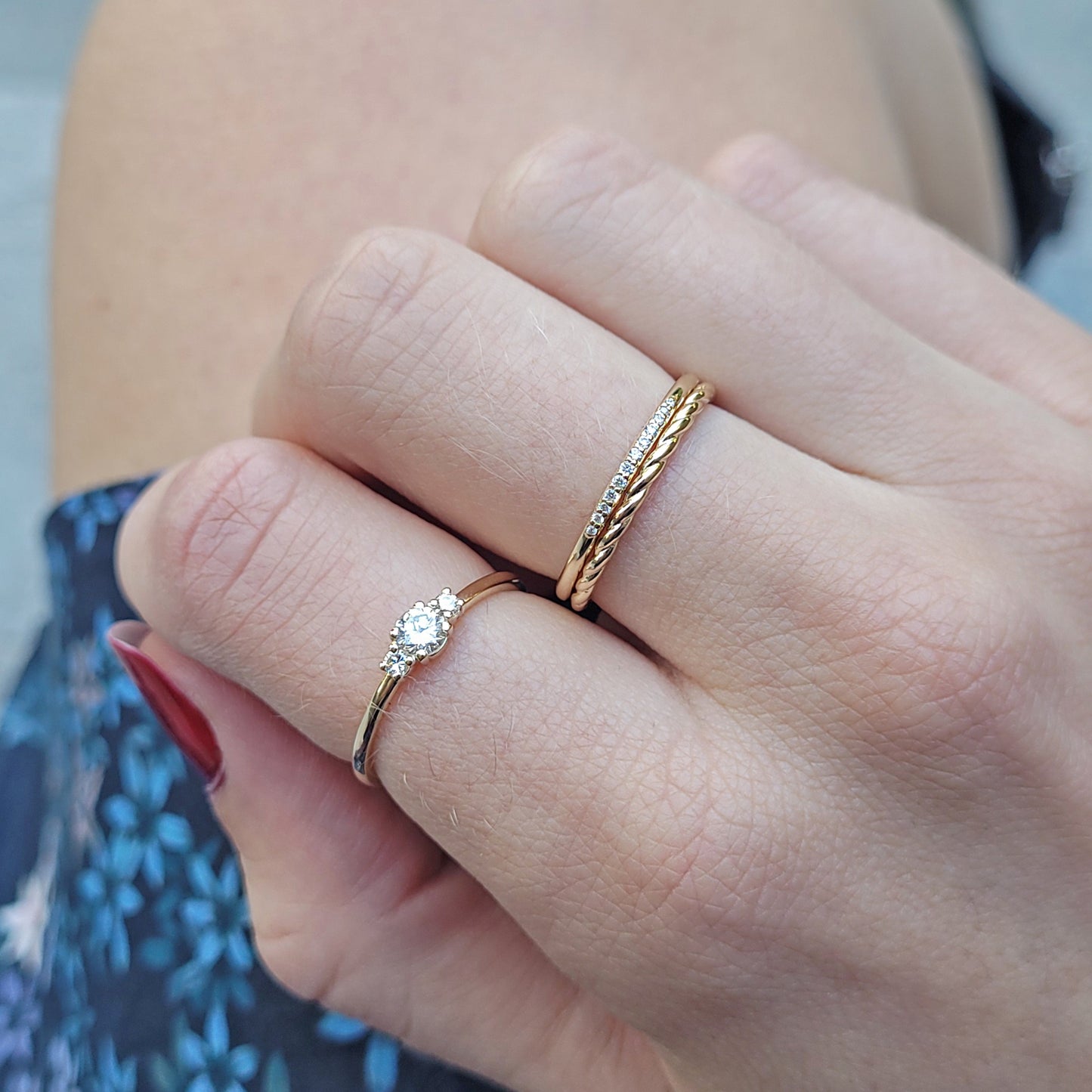 simple engagement ring classic minimalist gold diamonds