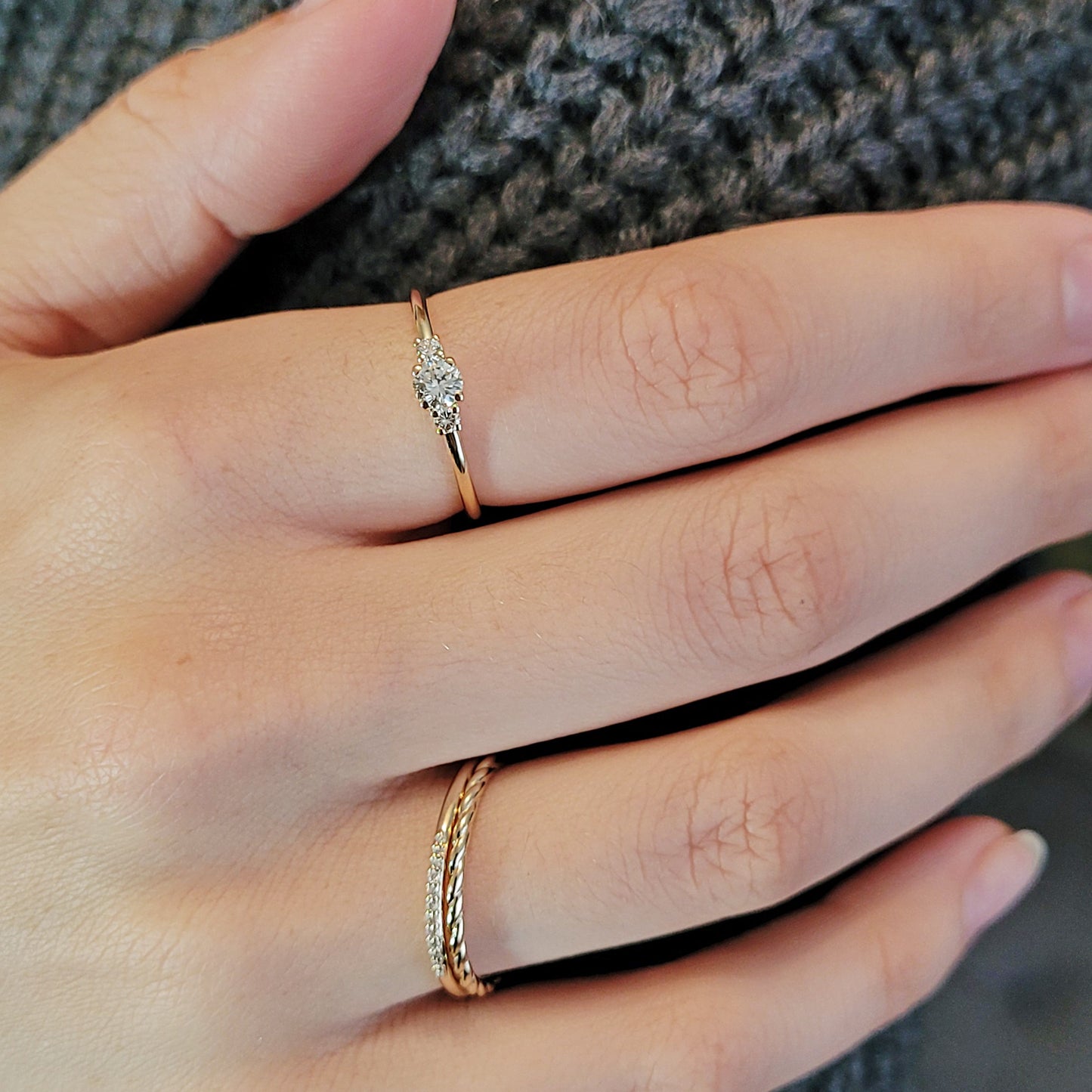 simple engagement ring gold classic minimalist diamonds