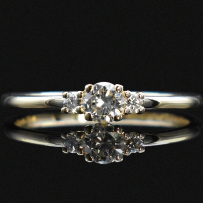 yellow gold 3-stone engagement ring diamonds classic minimal