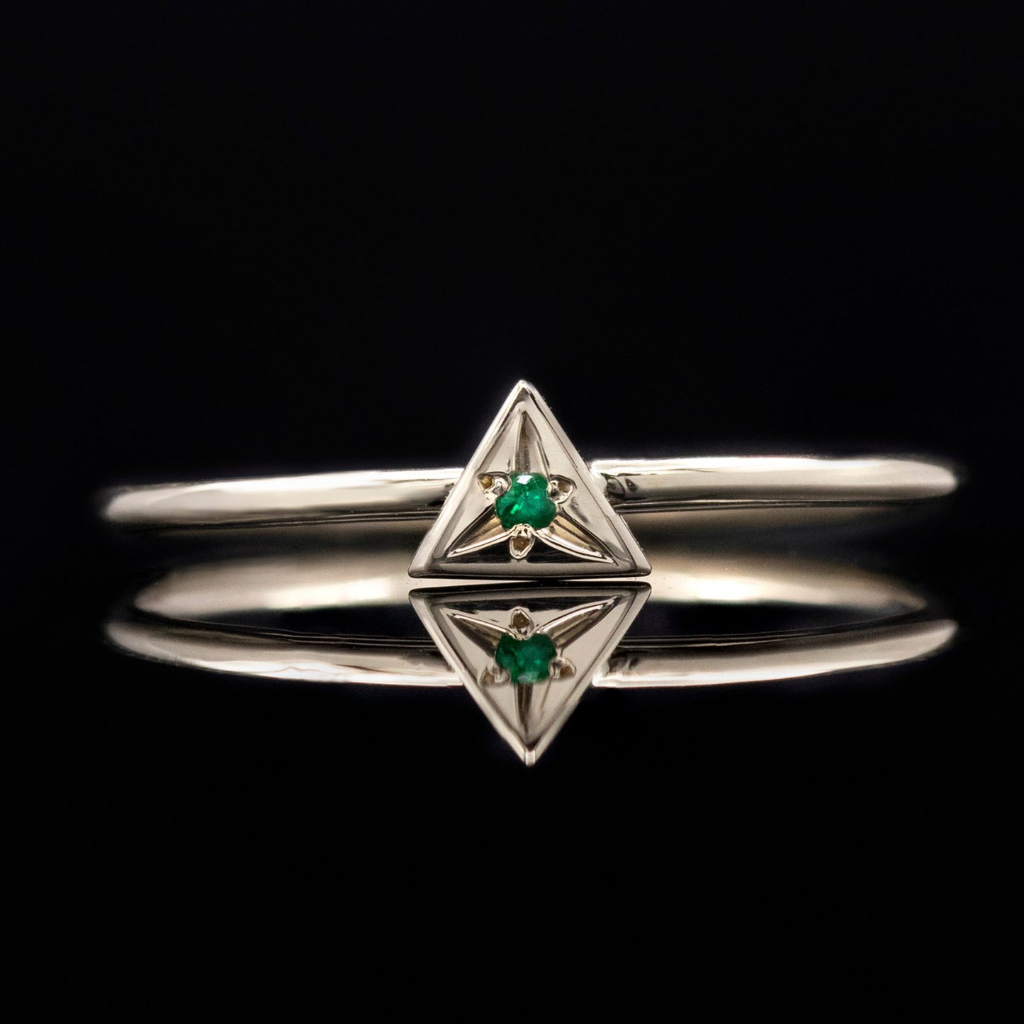 yellow gold and emerald stacking ring